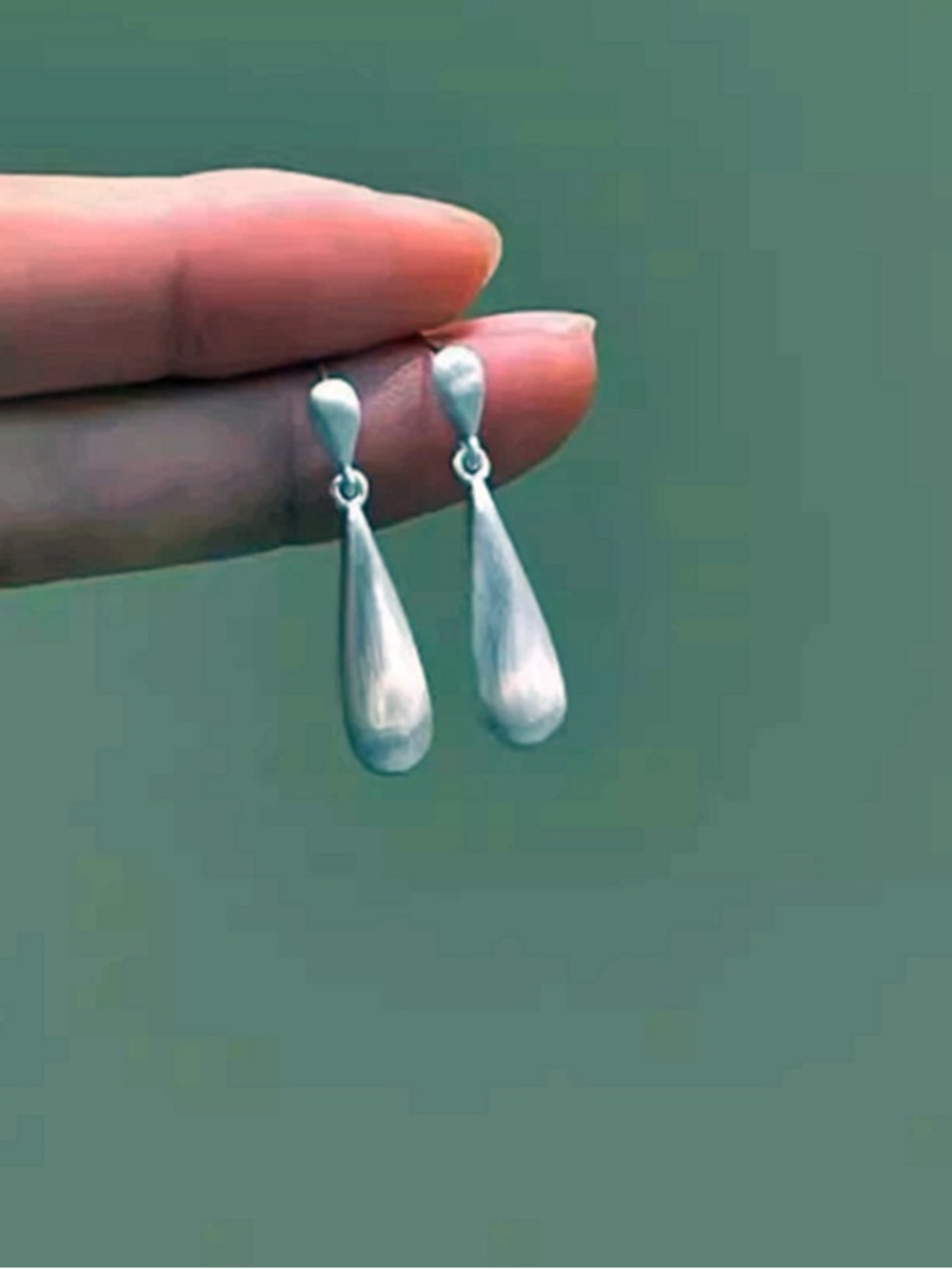 Sterling Silver Teardrop Drop Earrings - Silver